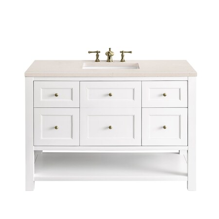 James Martin Vanities Breckenridge 48in Single Vanity, Bright White w/ 3 CM Eternal Marfil Top 330-V48-BW-3EMR